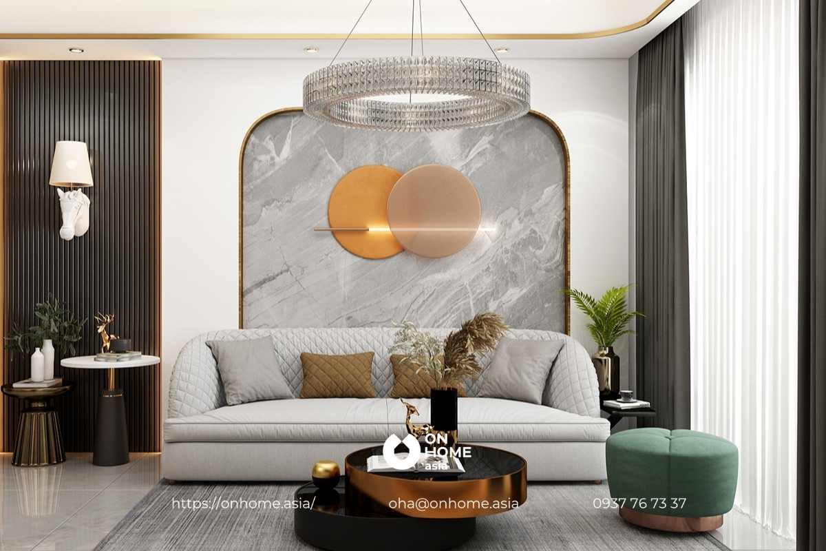 Thiết kế nội thất phòng khách sang chảnh