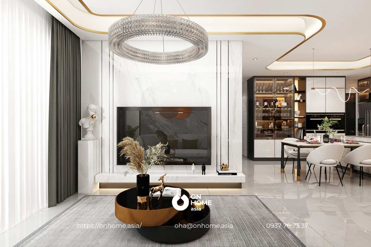 Thiết kế kệ tivi treo tường hiện đại