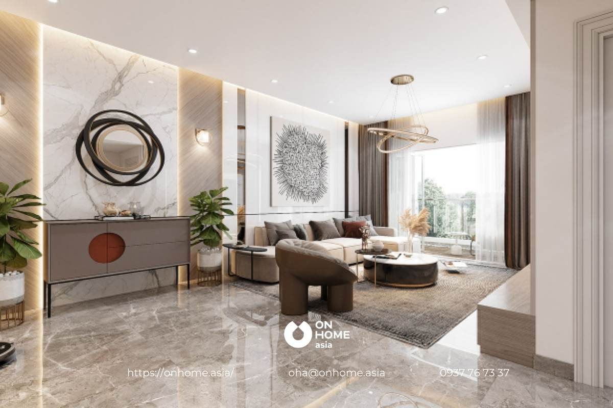 Nội thất phòng khách căn hộ C Sky View sang trọng