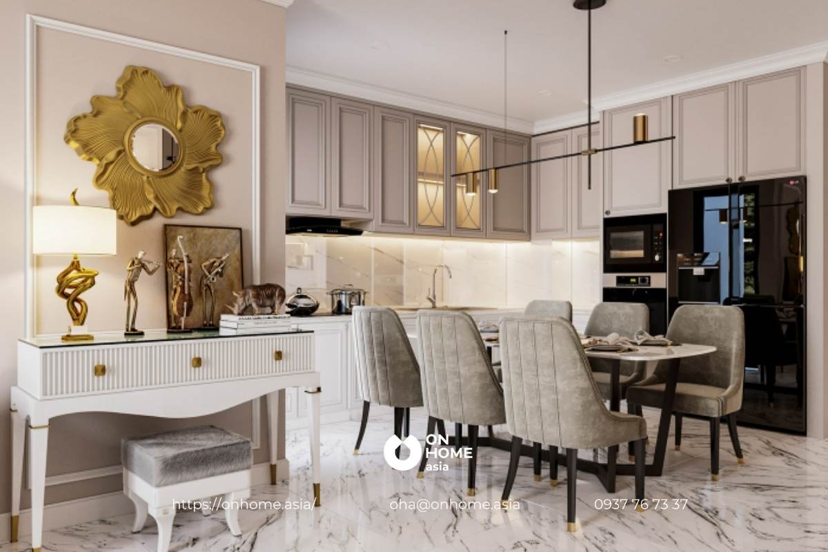 Hệ tủ bếp âm trần với đầy đủ thiết bị