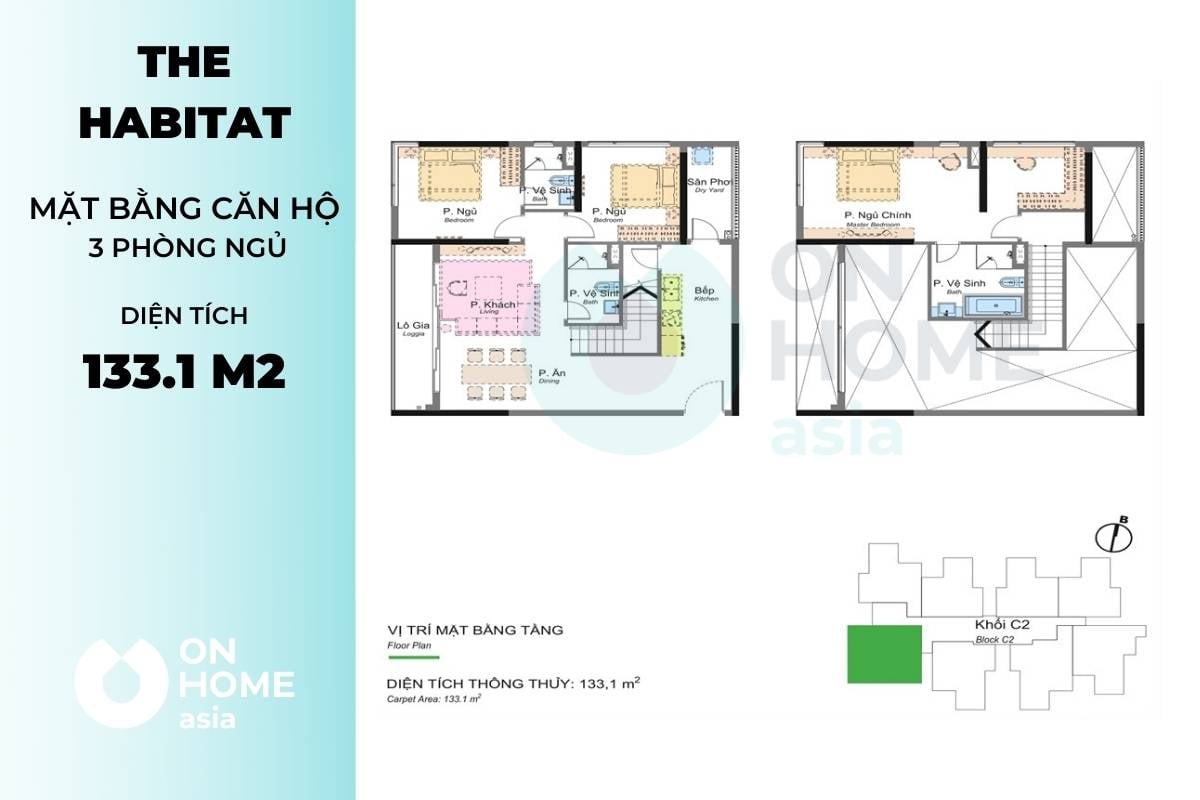 Bố trí mặt bằng căn hộ 3 phòng ngủ