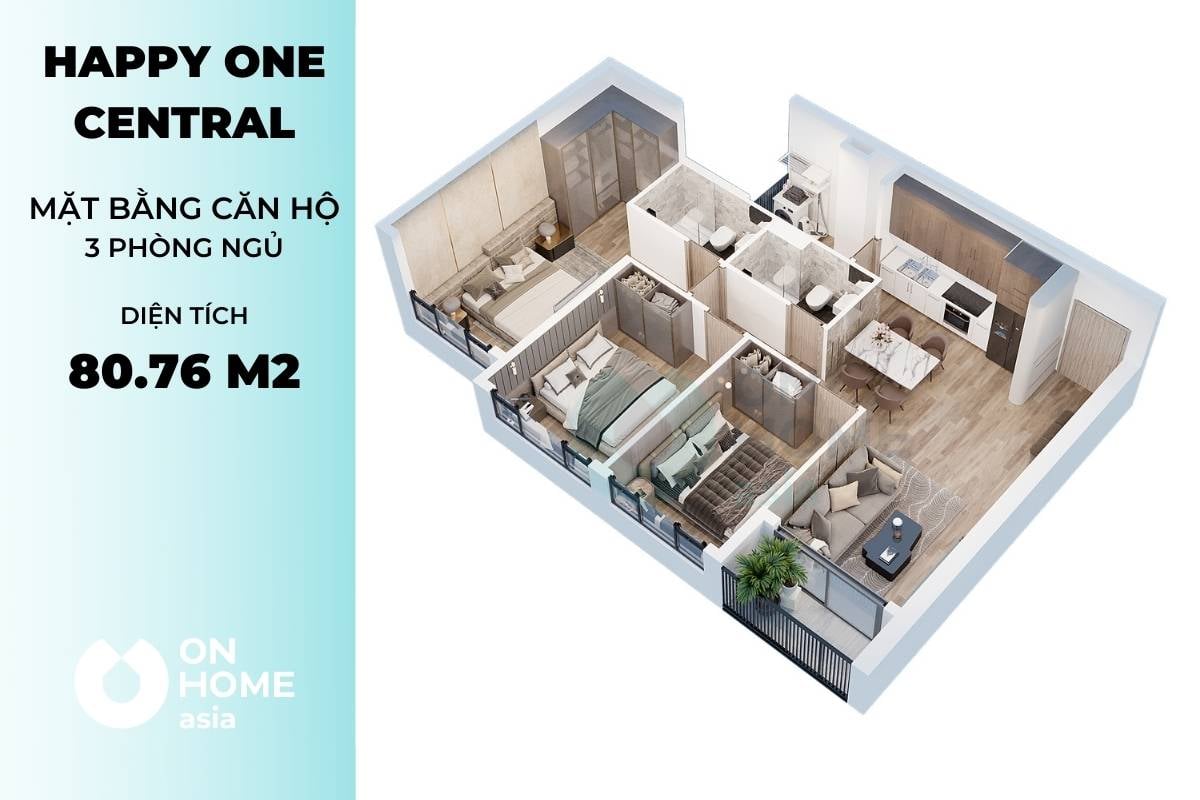 Mặt bằng căn hộ 3 phòng ngủ