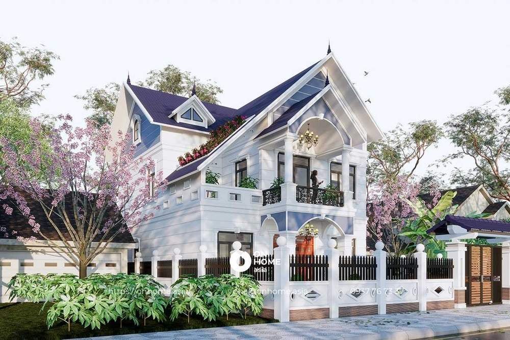 Thiết kế nhà mái Thái có gác lửng hiện đại