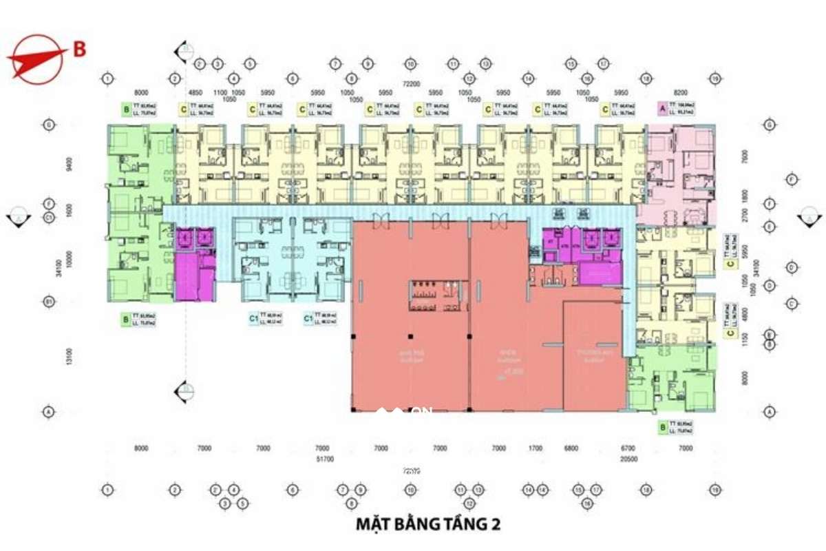 Mặt bằng tầng 2 dự án Minh Quốc Plaza