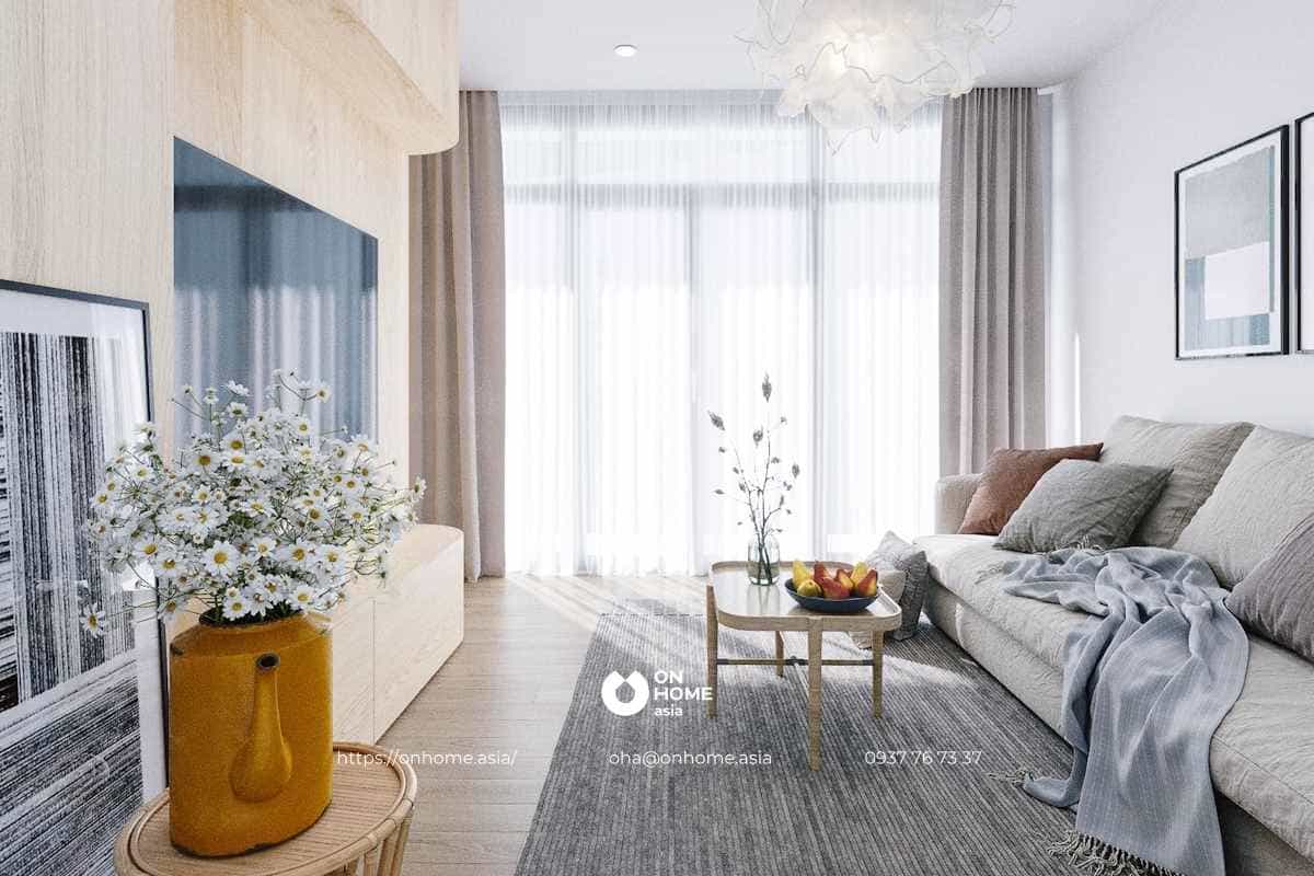 Không gian phòng khách tràn ngập ánh sáng