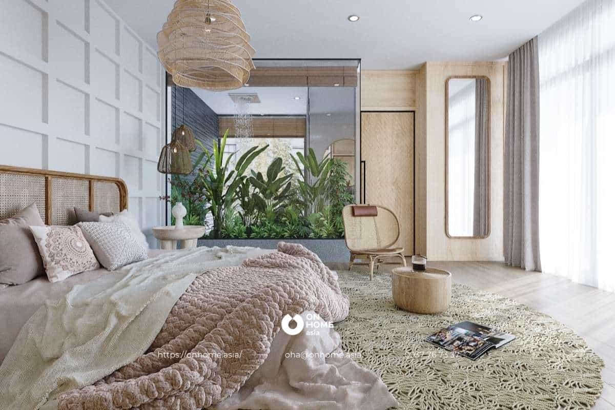 Nội thất phòng ngủ không quá màu mè nhưng toát lên sự thanh lịch, đẹp mắt