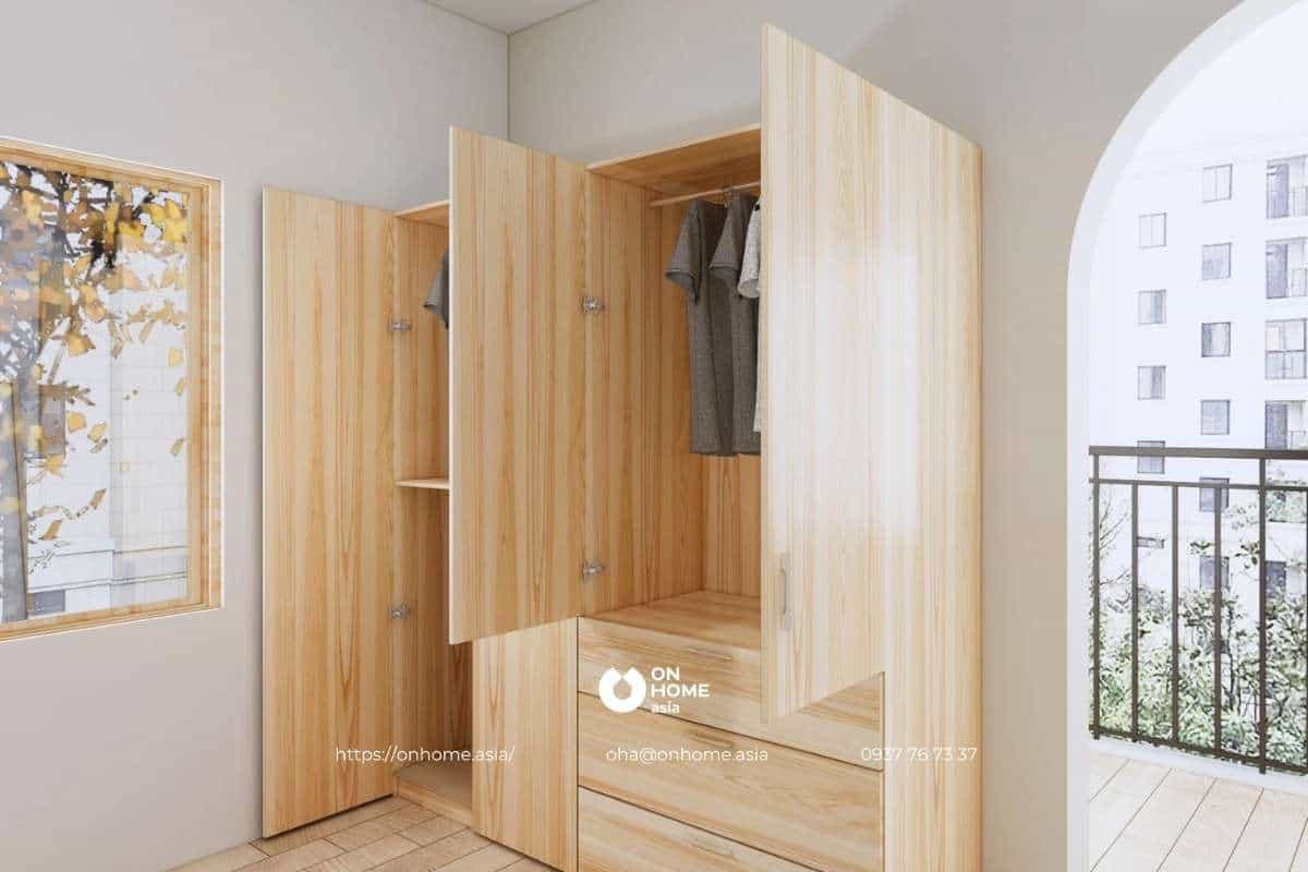 Thiết kế tủ quần áo nhiều ngăn lưu trữ