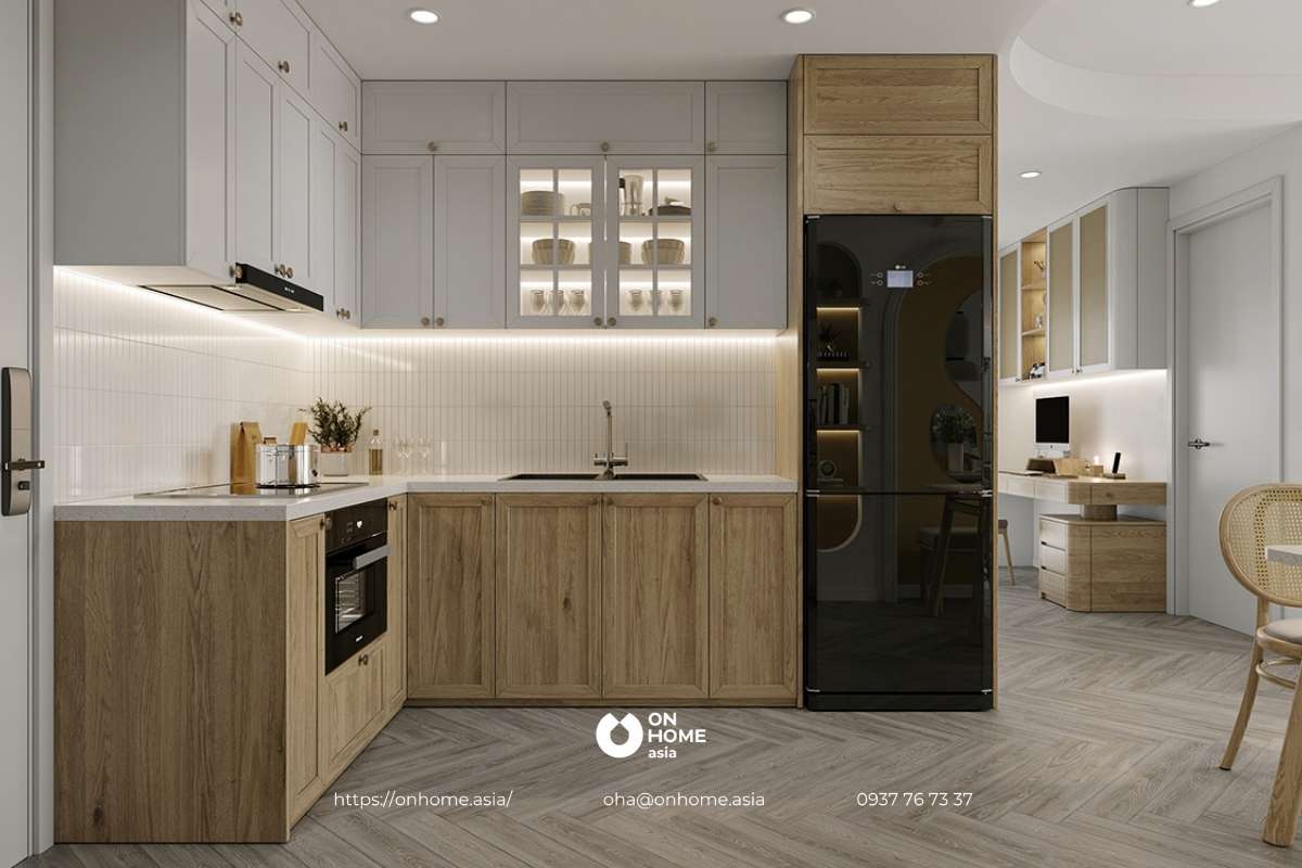 Thiết kế tủ bếp đẹp với đầy đủ tiện nghi