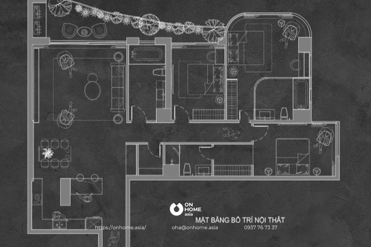 Mặt bằng thiết kế nội thất căn hộ 3 phòng ngủ