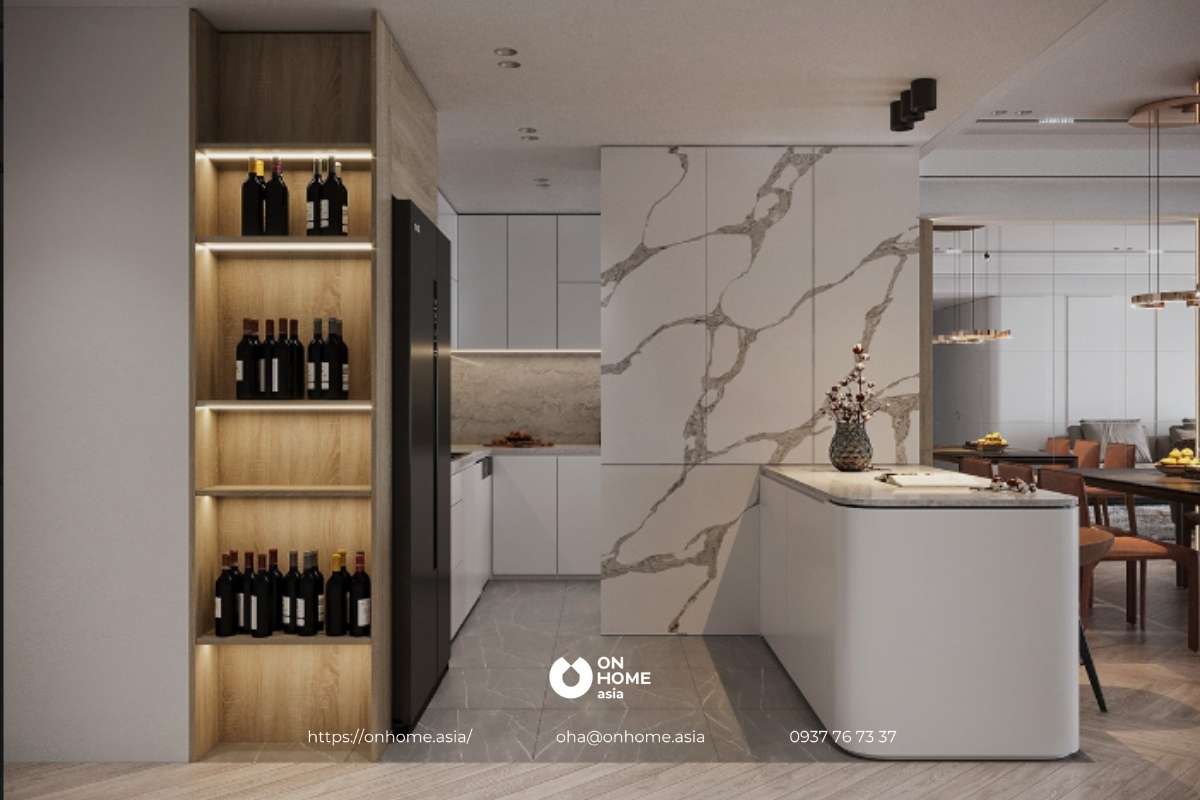 Thiết kế tủ bếp đầy đủ tiện nghi