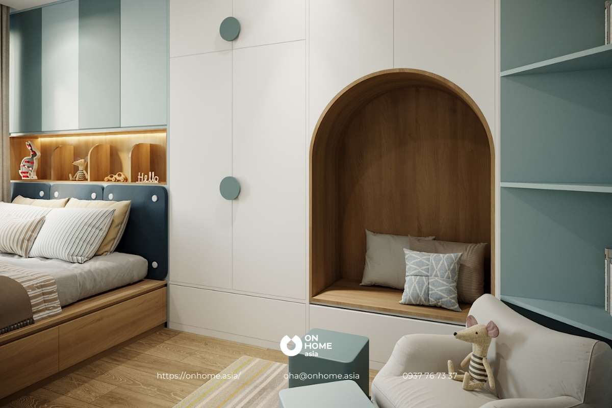 Thiết kế khu vực vui chơi cho bé trong phòng ngủ