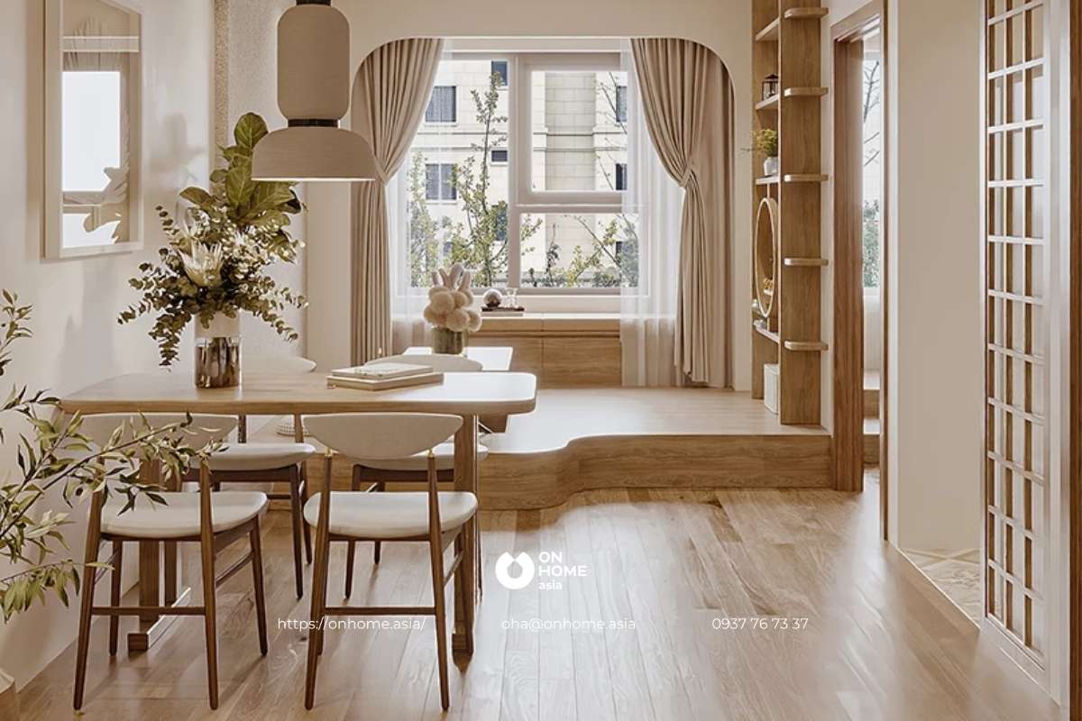 Khu vực bàn ăn đơn giản, ấm cúng