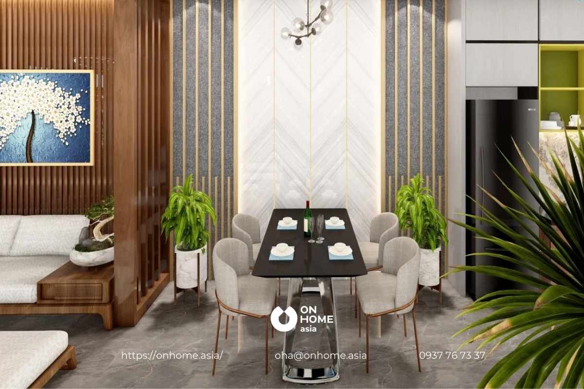 Khu vực bàn ăn thiết kế hiện đại