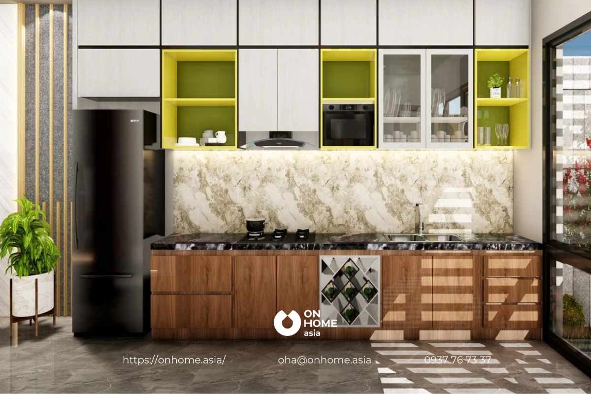 Thiết kế tủ bếp chữ I hiện đại