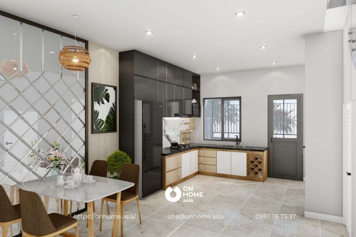 Thiết kế bếp liền phòng khách tạo không gian mở