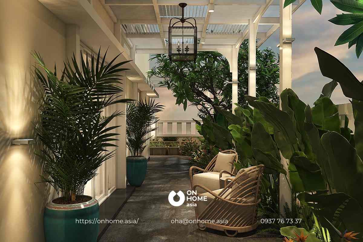 Thiết kế sân vườn rộng rãi