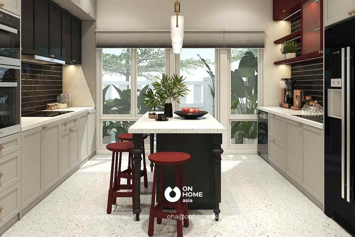 Thiết kế phòng bếp biệt thự sang trọng
