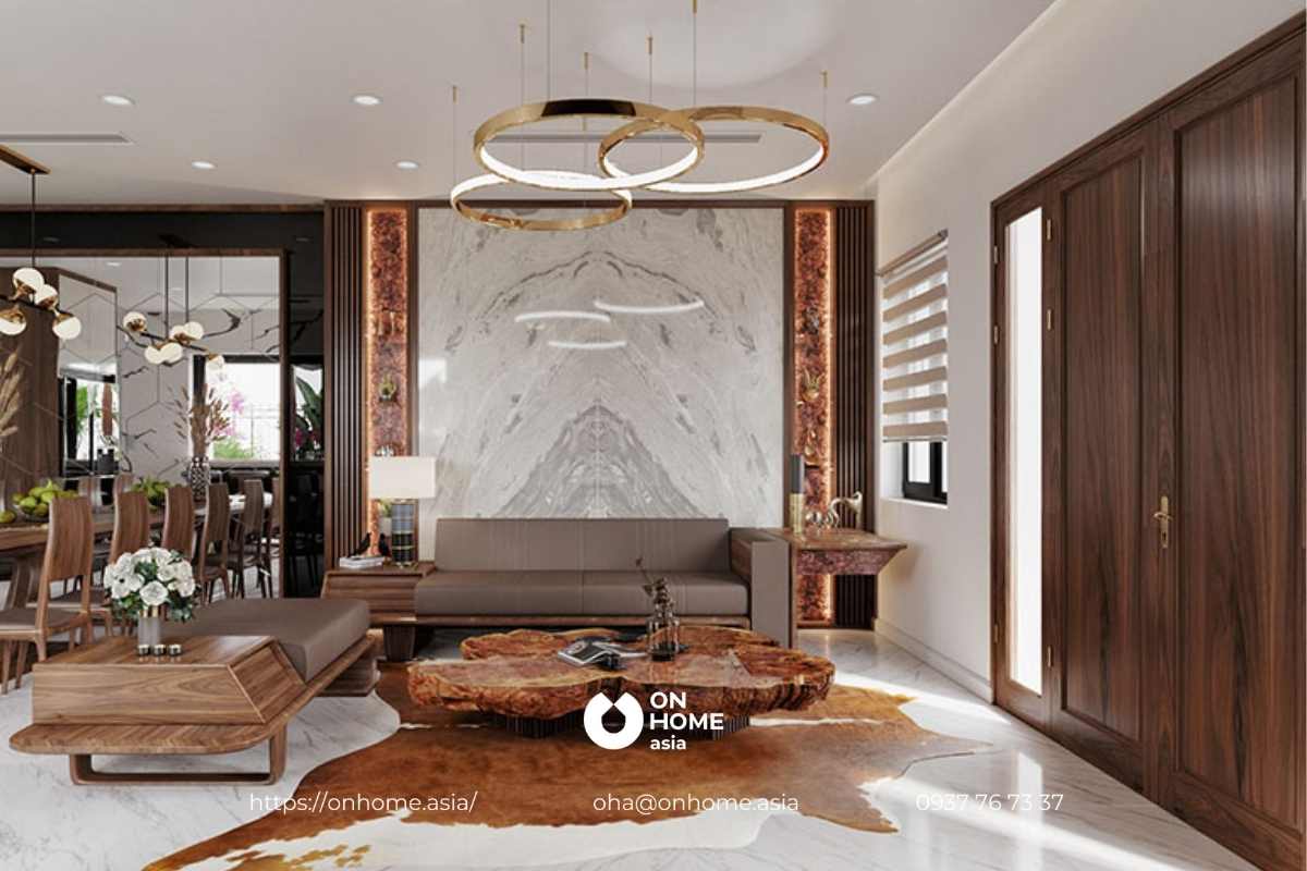 Nội thất biệt thự gỗ Óc Chó sang trọng 