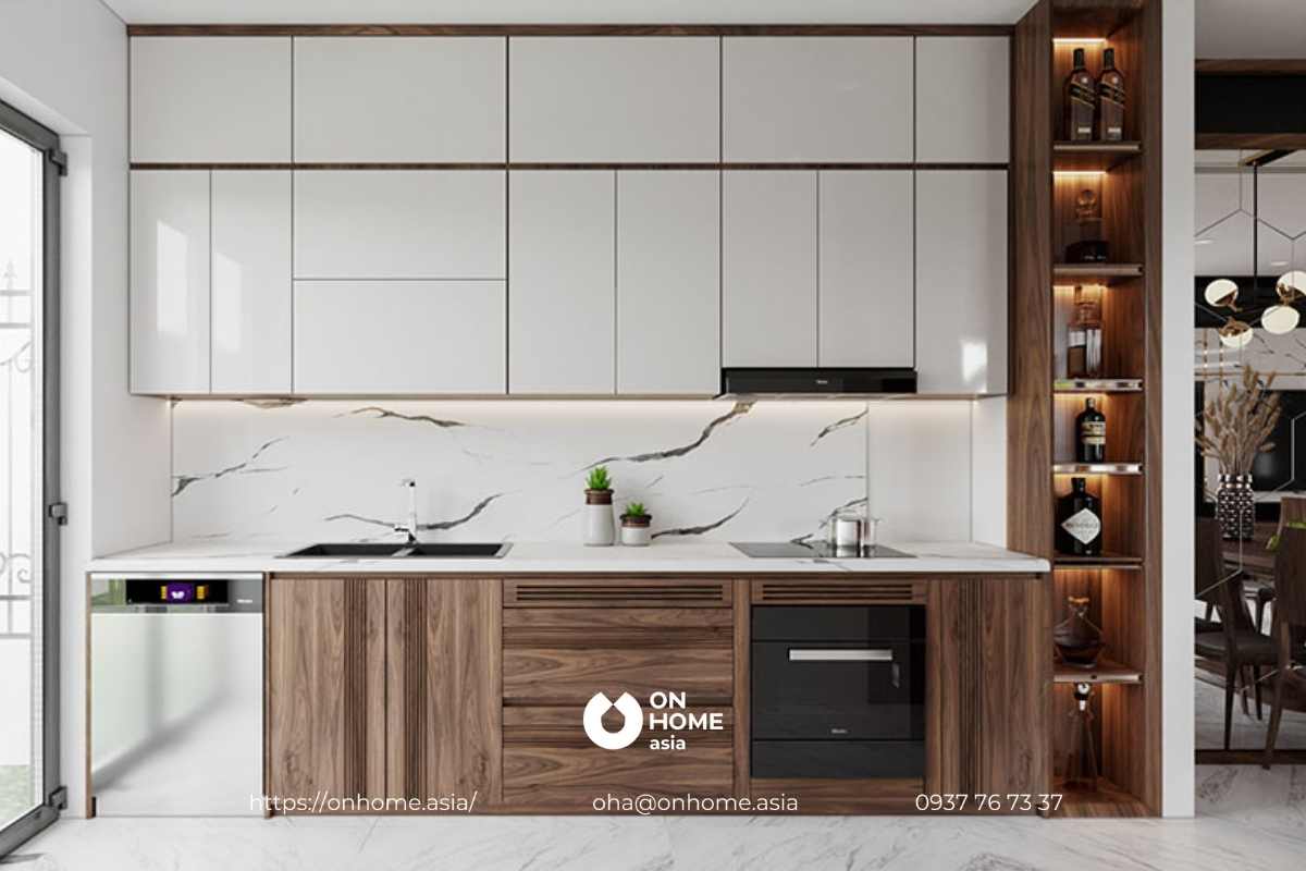 Tủ bếp chữ I đơn giản