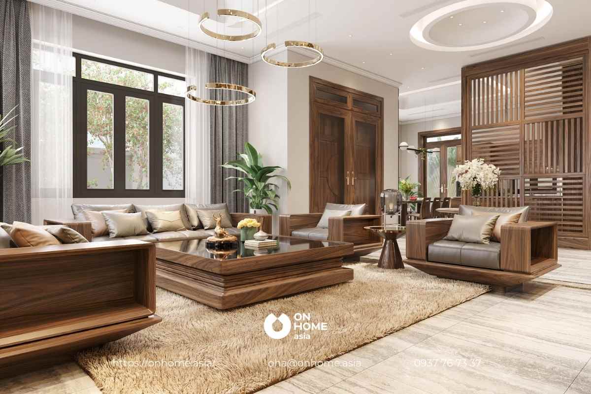 Không gian phòng khách thông thoáng, rộng rãi