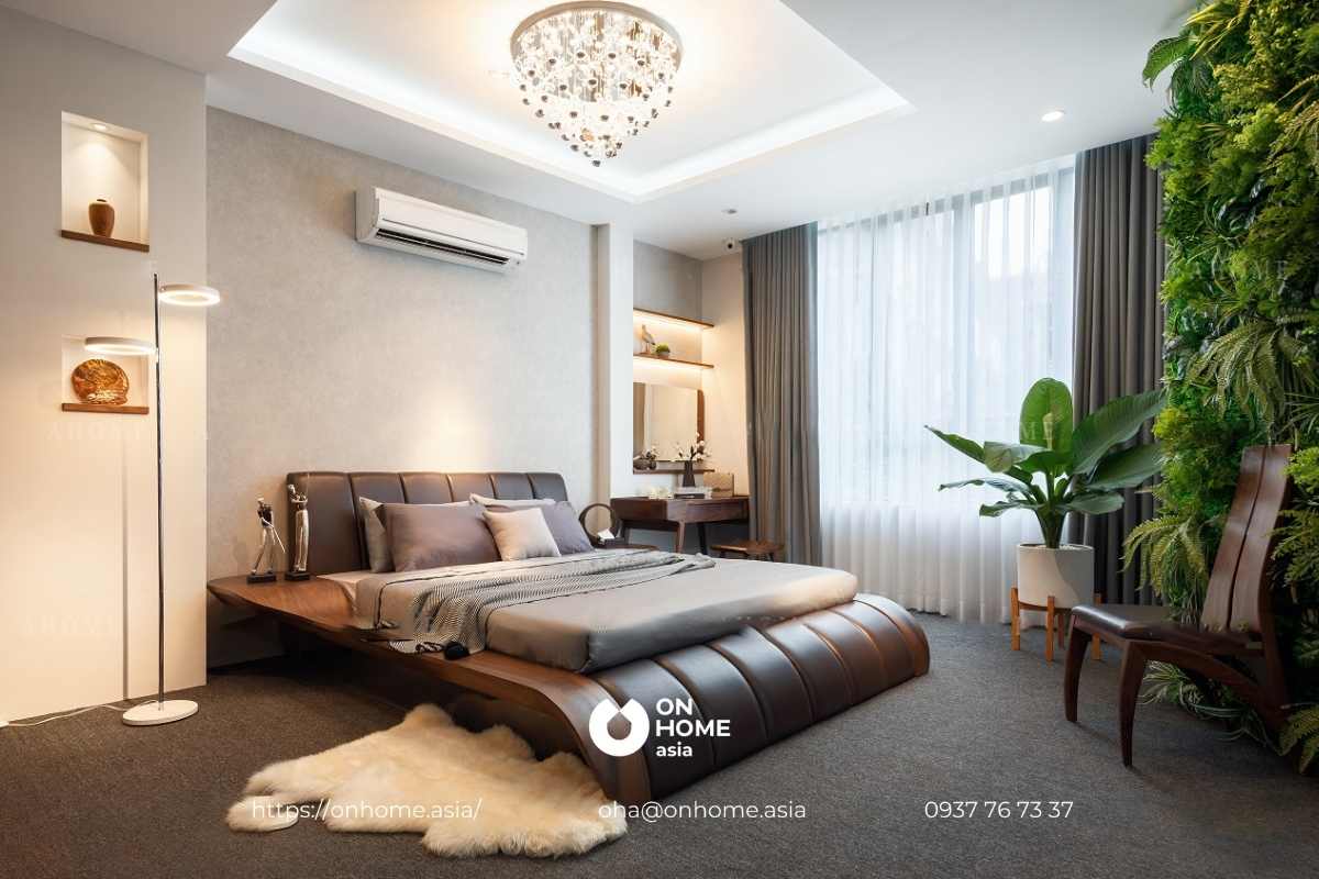 Không gian phòng ngủ gỗ Óc Chó thanh lịch