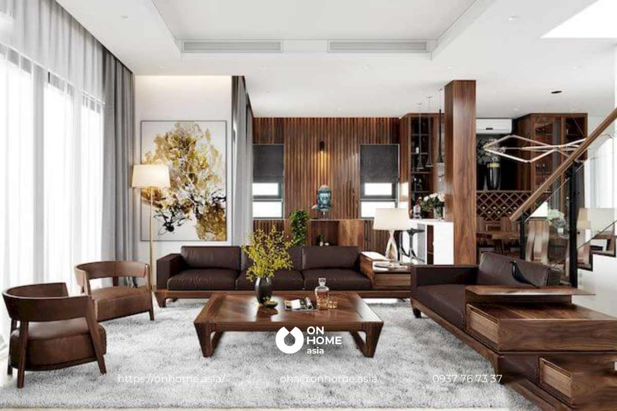 Thiết kế nội thất phòng khách rộng rãi&nbsp;