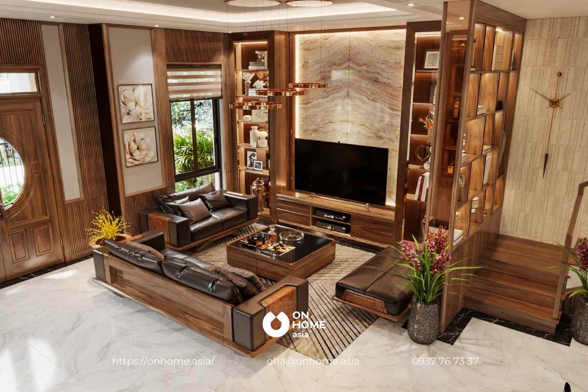 Thiết kế nội thất phòng khách biệt thự sang trọng