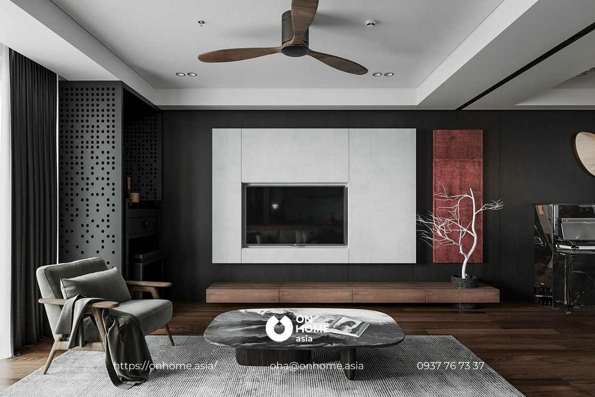 Kệ tivi treo tường gỗ Óc Chó thiết kế đơn giản