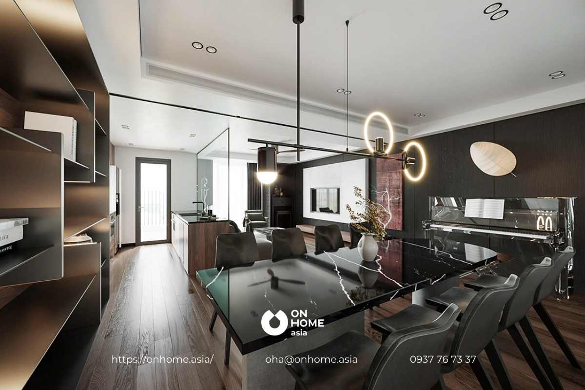 Bàn ăn phòng bếp với chất liệu đá hoa cương cao cấp