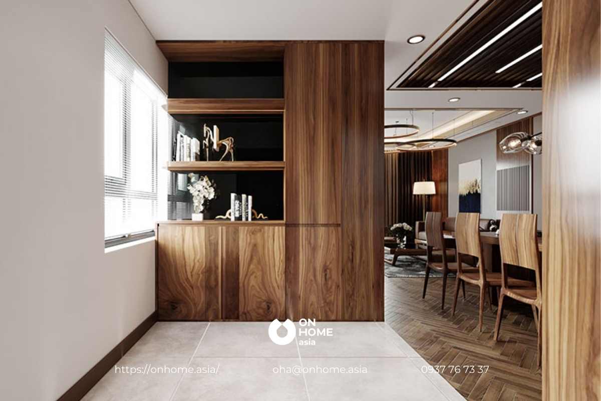 Tủ trang trí phòng khách gỗ Óc Chó kịch trần&nbsp;