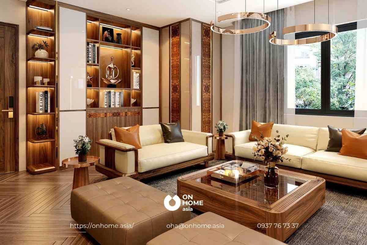 Nội thất căn hộ chung cư bằng gỗ Óc Chó đẹp