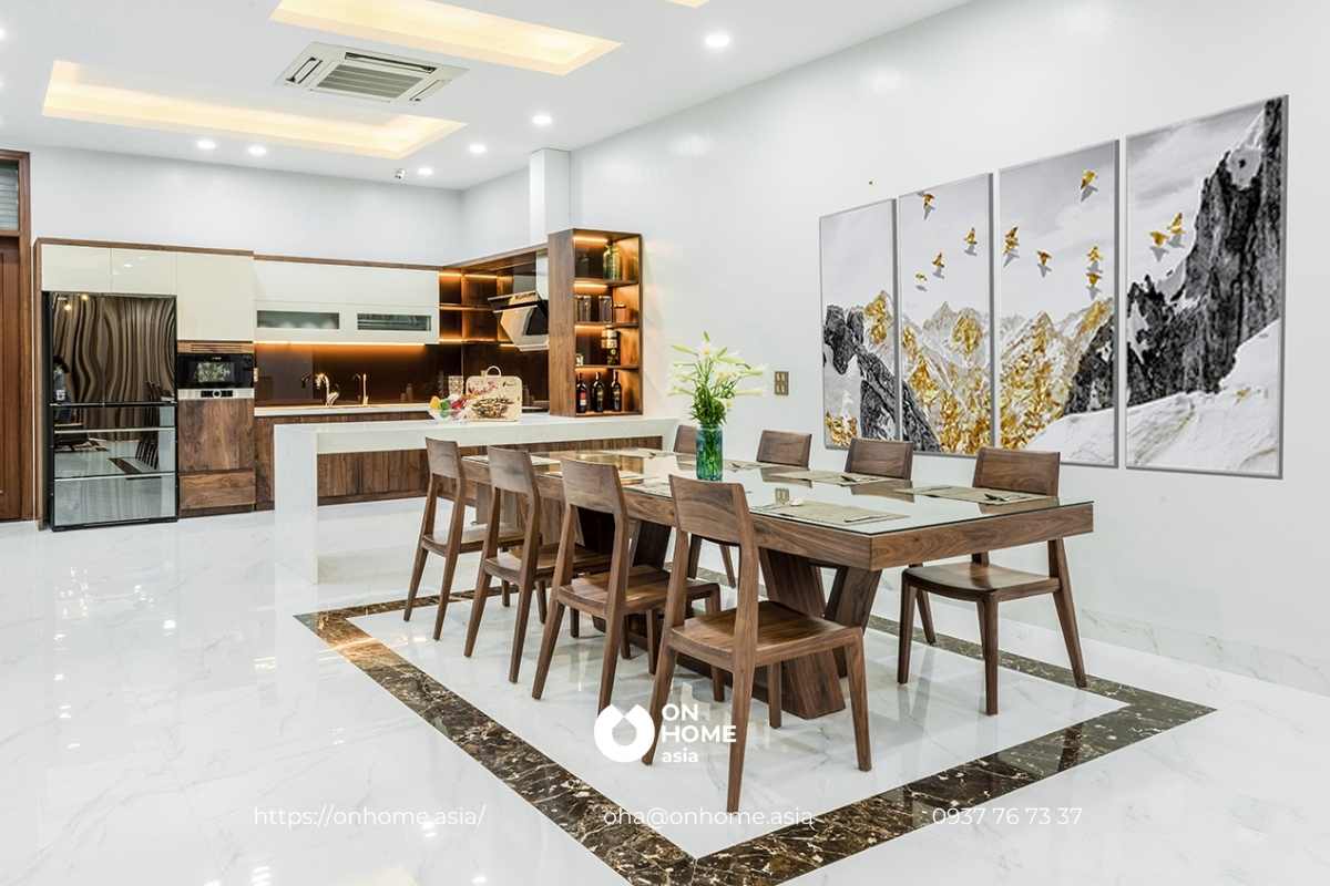 Thiết kế phòng ăn liền kề phòng bếp đẹp