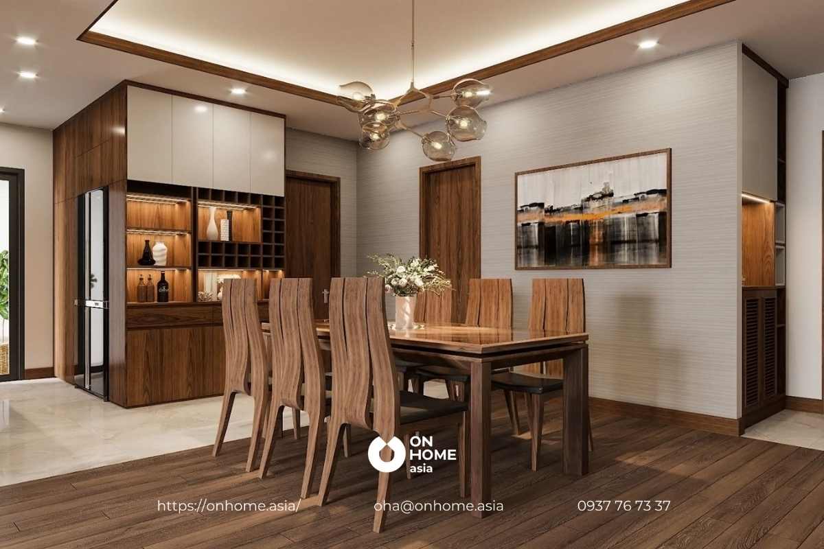 Bộ bàn ăn gỗ Óc Chó thiết kế sang trọng