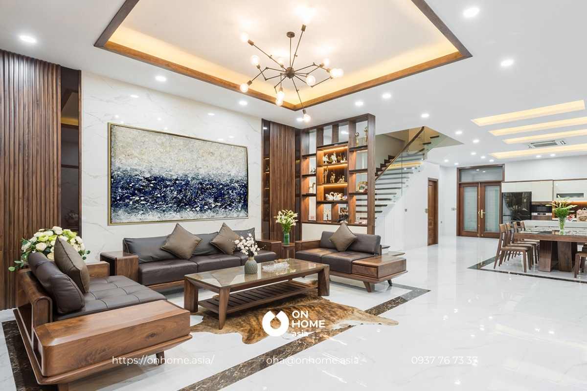 Sofa phòng khách bằng gỗ Óc Chó cao cấp