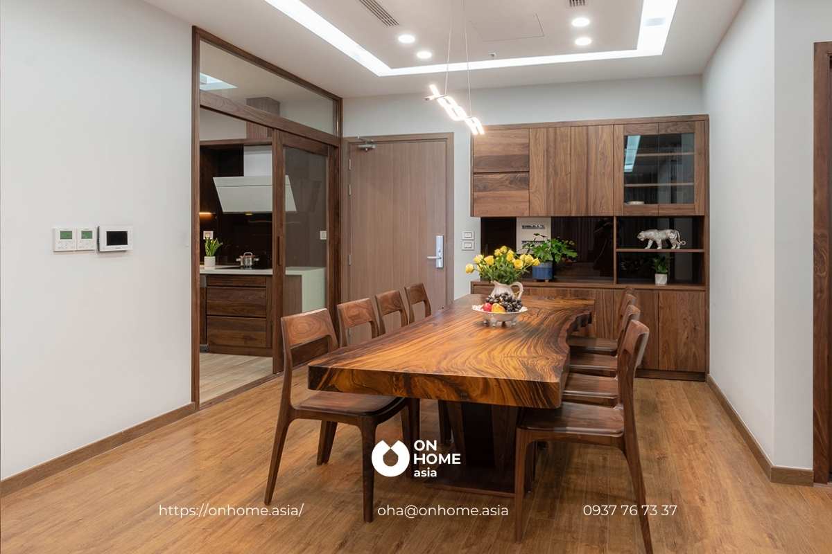 Bộ bàn ăn gỗ Óc Chó đẹp mắt