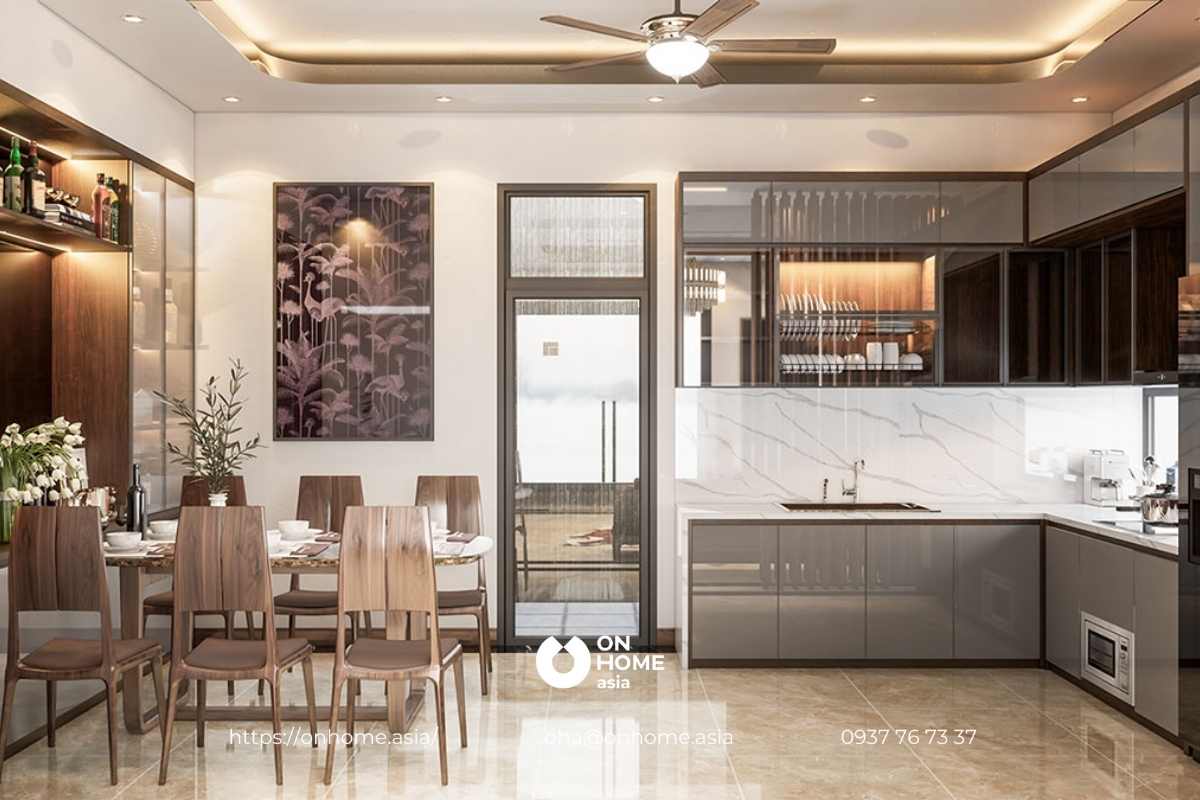 Phòng bếp thiết kế hiện đại, đơn giản