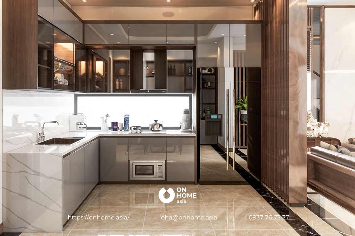 Tủ bếp gỗ Acrylic sang trọng