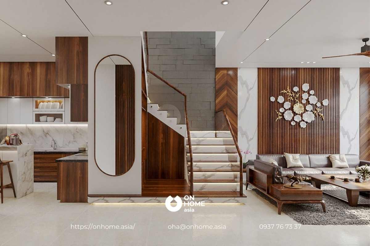 Thiết kế gầm cầu thang gỗ Óc Chó đẹp