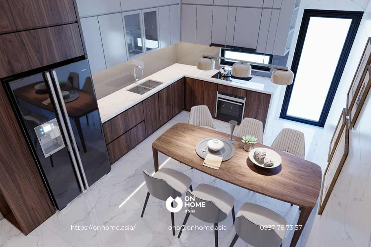 Thiết kế phòng bếp đơn giản nhưng vẫn đầy đủ tiện nghi