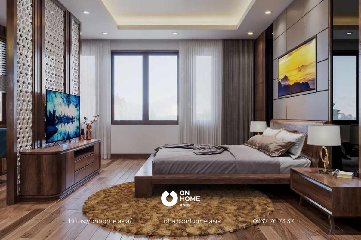 Thiết kế không gian phòng ngủ rộng rãi, thông thoáng