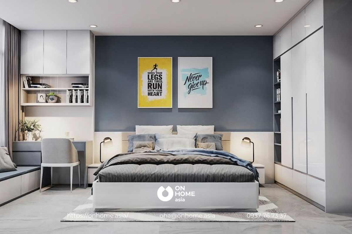 Thiết kế phòng ngủ bé trai với tông xanh năng động