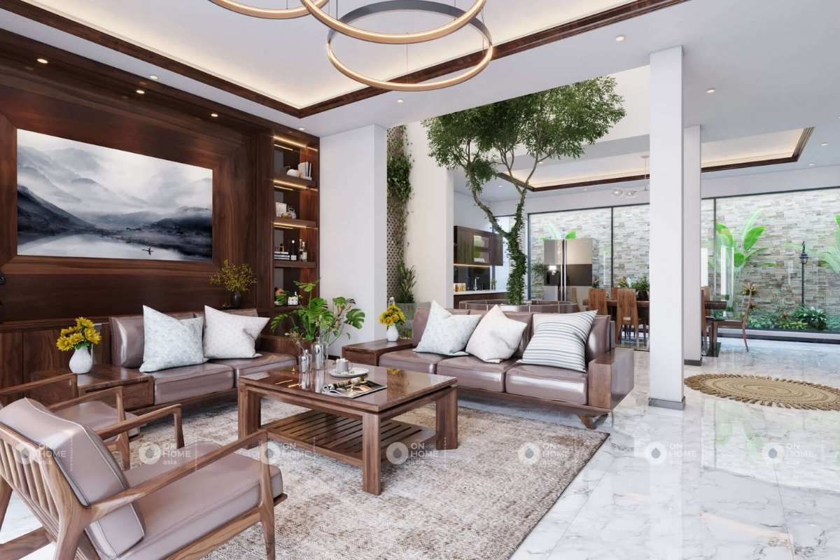 Thiết kế nội thất nhà phố 120m2 với chất liệu gỗ