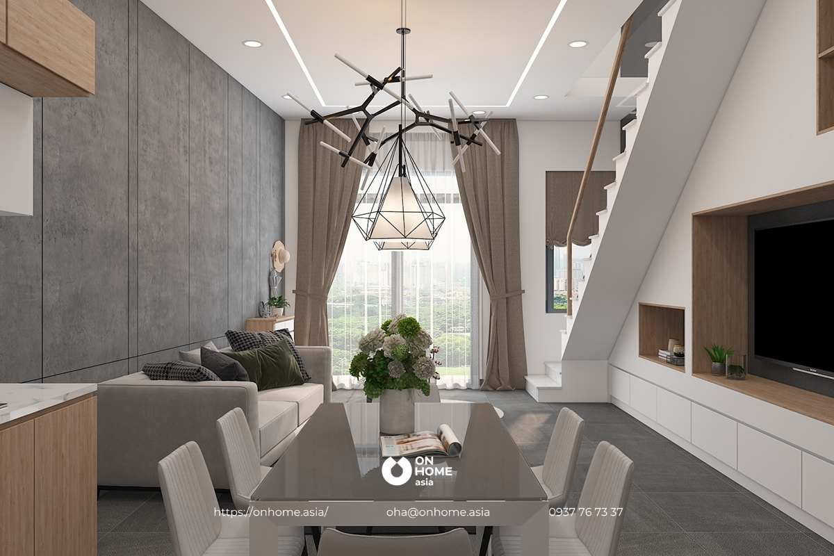 Thiết kế nội thất nhà phố 50m2 rộng rãi thông thoáng