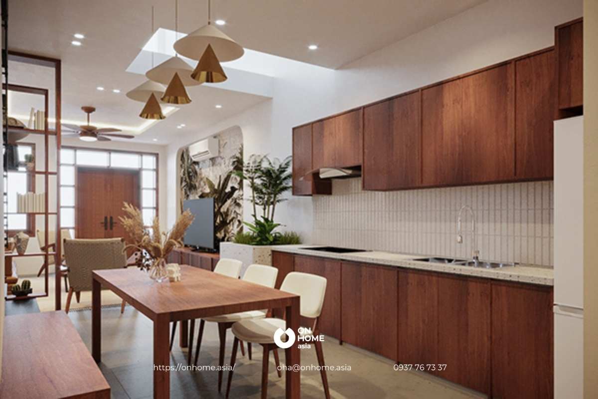 Thiết kế nội thất phòng bếp ấm cúng hiện đại