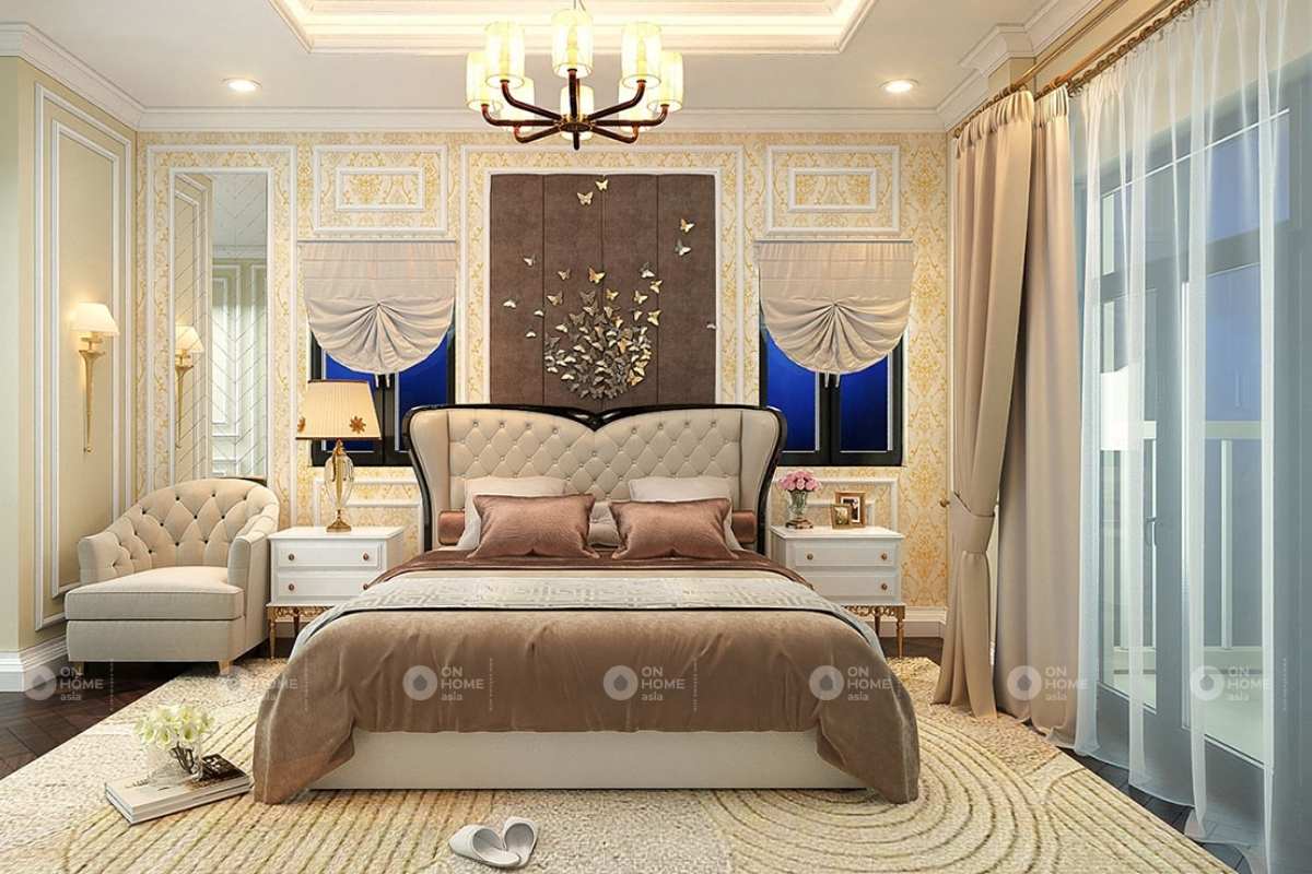 Thiết kế phòng ngủ master tân cổ điển sang trọng