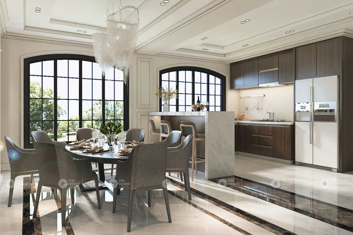 Nội thất phòng bếp tiện nghi với đầy đủ các thiết bị