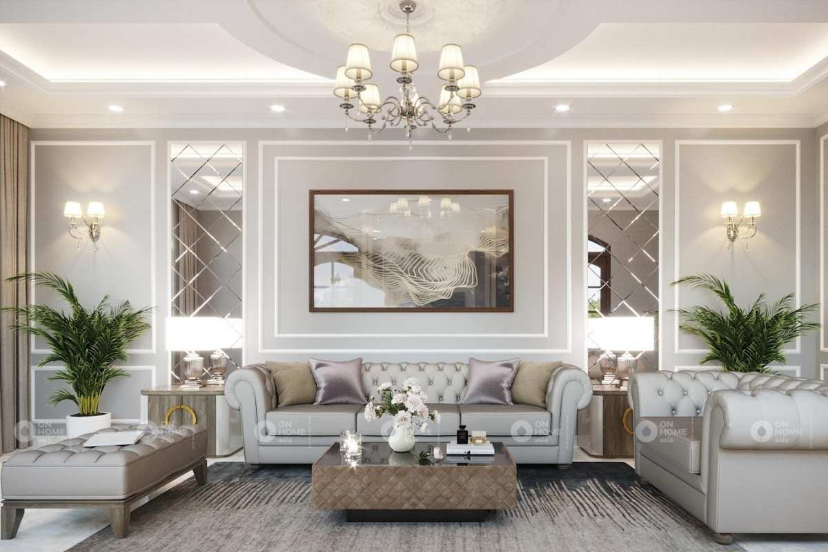 Thiết kế nội thất phòng khách tân cổ điển