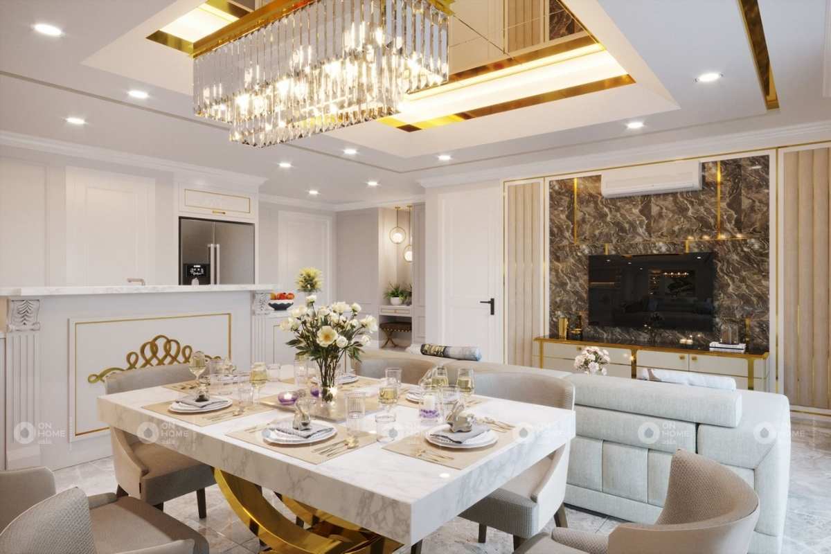 Nội thất nhà đẹp tân cổ điển sang trọng, thanh lịch