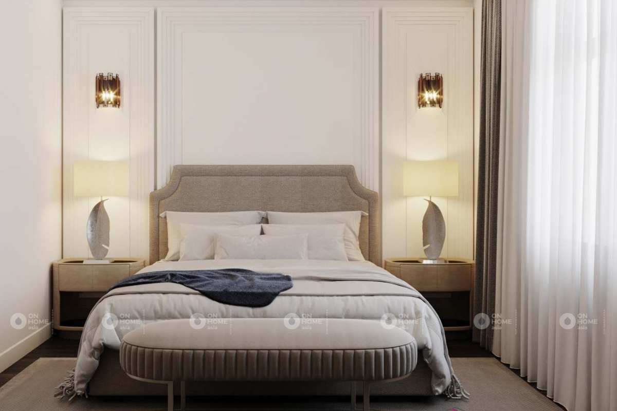 Nội thất phòng ngủ nhà phố tân cổ điển đẹp và cuốn hút