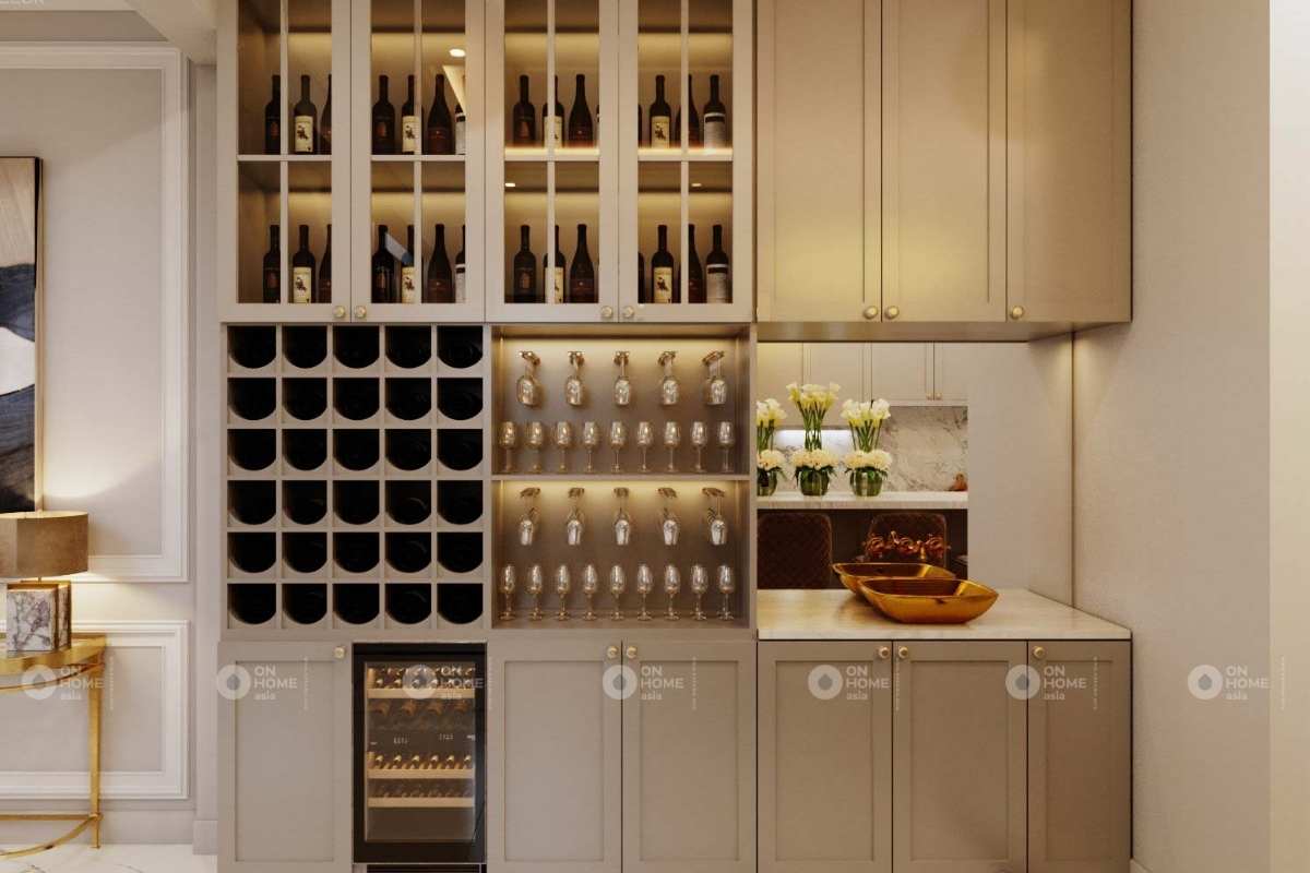 Tủ bếp được thiết kế đầy đủ tiện nghi